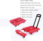 Heavy Duty Folding Hand Truck - 330 Lbs Capacity 6-Wheel Flatbed Trolley with Extendable, Portable Utility Cart for Home, Office, Travel & Shopping Red 2.5inch-Mute