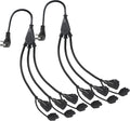 Outdoor 3-Outlet Power Splitter, 90-Degree Flat Plug 1 to 3 Way Outlet Adapter 1.5FT SJTW 16AWG 3-Prong Power Cord Extension Strip with Outlet Cover for Holiday Decoration String Light(2-Pack)