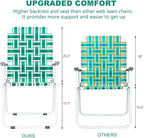 VINGLI Patio Lawn Webbed Folding Chairs Set of 2, Outdoor Beach Chair Portable Dining Chair for Yard, Garden (Green, Classic)