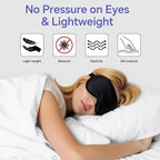 Sleep Eye Mask for Men Women, Silk Sleep Mask for Side Sleeper, Travel Blackout Night Blindfold Eye Shade Cover with Adjustable Strap (Black & Pink)