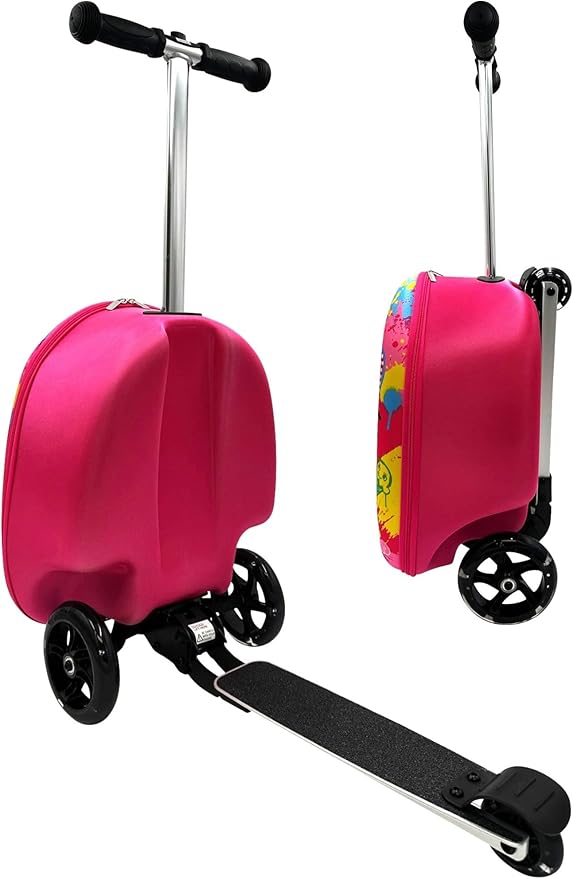 Fast Forward Hello Kitty 18" Ride-On Suitcase Scooter - Lightweight Carry-On Foldable Scooter Luggage