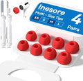 4 Pairs Replacement Ear Tips for AirPods Pro 2nd/1st Generation with Portable Storage Box & Cleaner Pen,Noise Reduction Holewith & Built-in dust Guard Screen,Silicone EarTips(Red)
