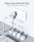 DOACE 220v to 110v Voltage Converter for European Travel: Max 500W Pure Sine Wave Voltage Converter US to Europe - 220 to 110 International Power Adapter Plug Combo Step Down Transformer White