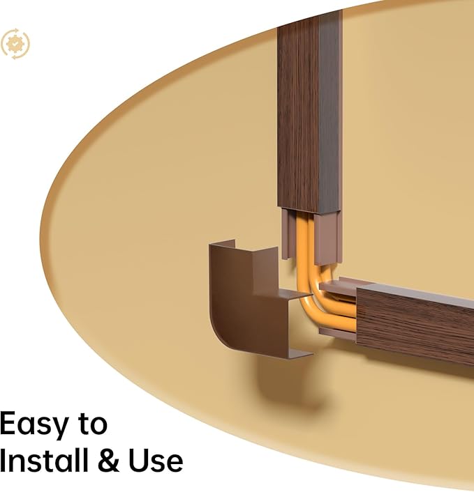 Delamu Cord Hider, 85in Cord Covers for 2-3 Wires on Wall, Self-Adhesive Cable Hider, PVC Wire Hiders Wire Covers for TV Cords on Wall, Easy Mount Cable Cover Raceway Kit, W0.95 H0.55in, Cherrywood