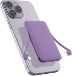 Sethruki Smallest Portable Charger with Built-in Cables 5000mAh,Ultra Slim Power Bank,Mini High Speed External Battery Packs,Lightweight USB C Phone Charger for iPhone Samsung Google Android (Purple)
