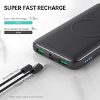 Wireless Portable Charger Power Bank, 13800mAh 15W Fast Wireless Charging 25W PD QC 4.0 USB-C Power Bank, 5 Output & Dual Input External Battery Pack Compatible with iPhone 16/15/14/13/12,Android etc