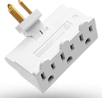 Fosmon 3 Outlet Adapter, 3 Way Rotating Outlet Plug Adapter, Swivel Plug Outlet 90 Degree Right Angle Plug Adapter, Three Way Rotating Electrical Outlet Wall Extender Indoor, 3-Prong, Grounded
