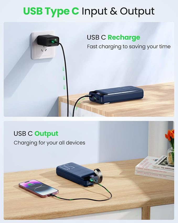 Power Bank Fast Charging 50000mAh - 22.5W Portable Charger USB C Quick Charge with 4 Outputs & 3 Inputs LED Display Huge Capacity External Battery Pack for iPhone, Samsung, iPad etc