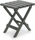 Camco Adirondack Portable Outdoor Camping Small Weatherproof Rustproof Durable Plastic Folding Side Table for Indoor and Outdoor Use, Sage (2 Pack)