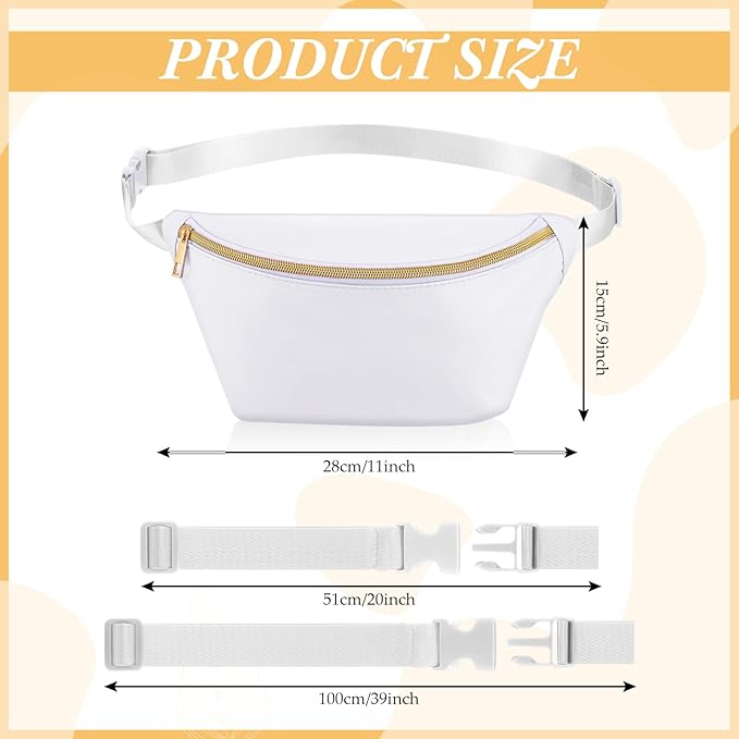 Amylove 9 Pieces Fanny Packs Nylon Waist Bag Zipper Travel Running Bag with Adjustable Strap for Women Men(Nylon,White)
