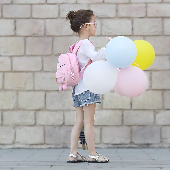 GAGAKU Toddler Backpack with Leash - Mini Kids Backpacks for Girls 2-5 Years Child Safety Backpack 3D Cartoon Animal Anti-Lost Preschool Backpack - Pink