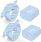 AISNI Fast Charger Block for iPhone 14 13 12 with 10 Foot Fast Charging Cable,MFi-Certified, 20W PD USB C i-Phone Charger 10 ft Compatible with iP14 Plus/14/13/12/11 Pro Max/XSMax (2-Pack Blue)