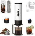 3-in-1 Portable Coffee Maker, 15 Bar Portable Espresso Machine with LED Display and 90ml Sink, Compatible with Ground Coffee & Capsules(Ns&DG) for RV, Hiking, Office, Auto-Heating, USB-C (White)