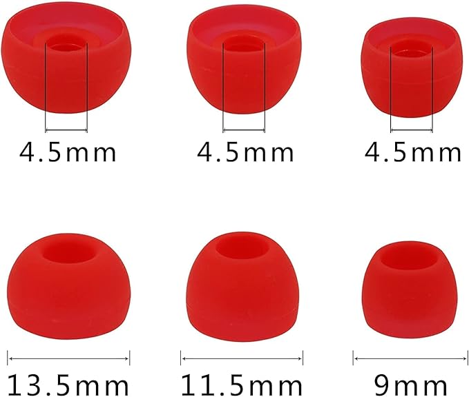 12 Pairs Silicone Replacement Earbud Ear Buds Tips Compatible with 3.8mm to 5.5mm Nozzle Earbuds Earphones, S/M/L White/Black/Silver/Red