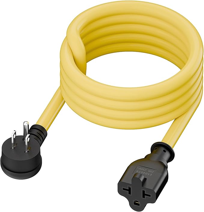 Right Angle Four-in-One 12AWG Heavy Duty 15 Amp Household AC Plug to 20 Amp T Blade Adapter Cable,5-15P to 5-20R/6-15R/6-20R, 4 in 1,15A 125V to 20A 250V Adapter Cable 6FT
