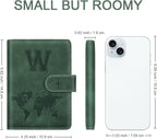Personalized W Passport Holder Cover Initial Letter Travel Wallet RFID Blocking Passport Cover Credit Card Holder Case Passport Book Holders for Women and Men, Pine Green-W
