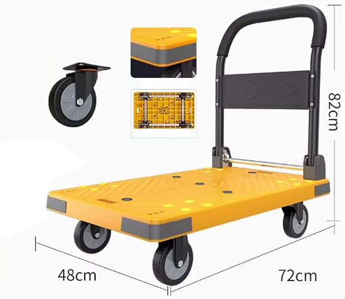 Folding Hand Truck, Platform Trolley with Swivel Wheels, Portable Flatbed Cart for Office Moves, Versatile Folding Dolly for Easy Transport