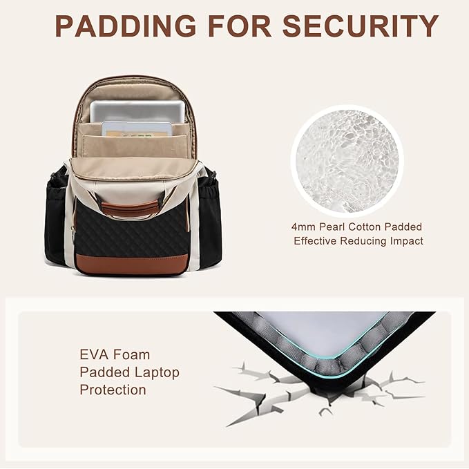 Focdod Laptop Backpack for Women Bookbag: 15.6 inch Work Backpacks with Pouch Pocket for Large Capacity Cup & USB Charger College Book Bag Travel Business Nurse Teacher Bookbags Anti-theft Back Pack