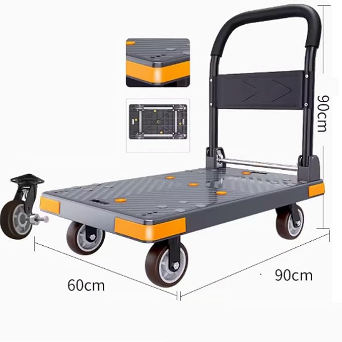 Folding Hand Truck, Platform Cart, Flatbed n with Swivel Wheels, Moving Cart for Office and Home Use, Versatile Utili Trolley