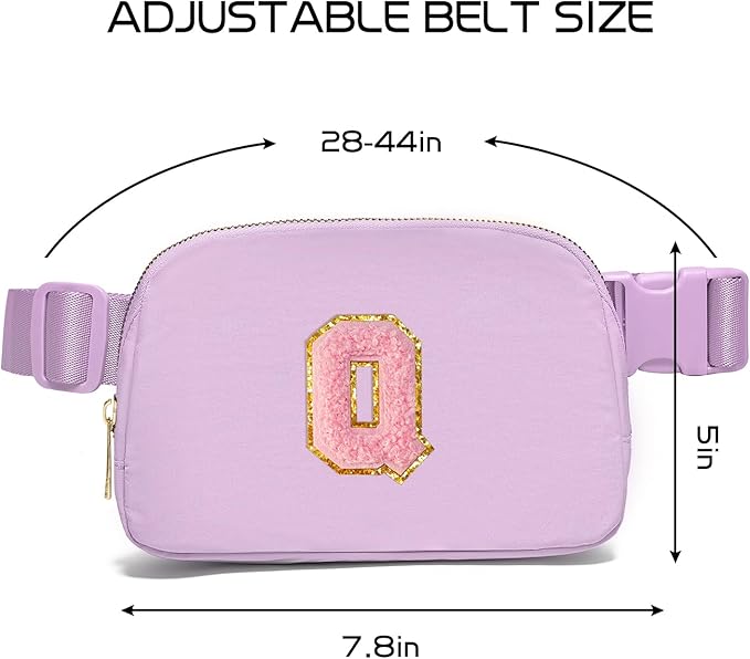Gitus Initial Belt Bag Fanny Pack Crossbody Bag for Girls Birthday Gifts Age 8-10 Teen Girl Gifts Trend Stuff Personalized Letter Gifts for Daughter Sister (Lavender-Q)