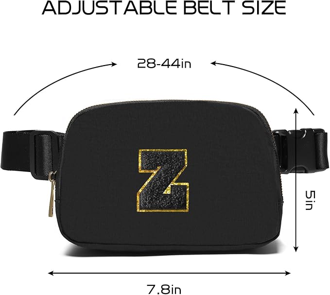 Gitus Belt Bag Fanny Pack Crossbody Bags with Initial Letter Patch Gifts for Wife Older Women Mother Coworker Bridesmaid Anniversary Travel Gifts Beach Gifts (Black-Z)