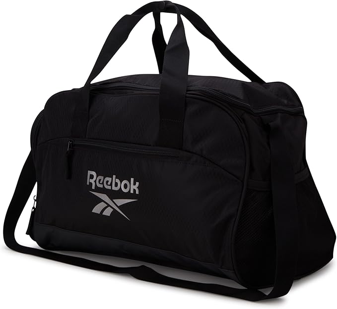Reebok Duffle Bag - Lightweight Unisex Carry On Gym Bag - Travel and Sports Duffel Bags for Men and Women, Hamilton Black/Silver