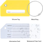 10 Pack Silicone Luggage Tag for Suitcases with Stainless Loop, TSA Approved, Privacy Protection Travel Essentials Bag Tags by Gostwo, Yellow
