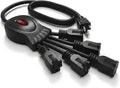 STANLEY PowerSquid 5 Outlet Multiplier Cord 3 Ft 125V/15A 1875W Power Cord Splitter 14/3 AWG Cable Extension Cord 3 Prong AC Black Power with Circuit Breaker for Monitor Computer TV Laptop