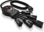 STANLEY PowerSquid 5 Outlet Multiplier Cord 3 Ft 125V/15A 1875W Power Cord Splitter 14/3 AWG Cable Extension Cord 3 Prong AC Black Power with Circuit Breaker for Monitor Computer TV Laptop