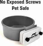 Dog Crate Water Bowl No Spill, 20oz Food-Grade Polypropylene Feeder, Secure Crate Mount with Covered Parts, Travel-Ready & Easy to Clean (Grey)