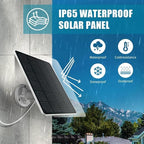 Solar Panel Charger for Security Camera, USB-C and Micro USB Port for Outdoor Rechargeable Battery Camera, 5V6W Fast Charging (1Pack)