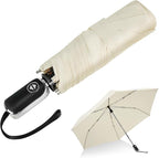 Compact Travel Umbrella for Purse - Flat Handle, Waterproof for Light Rain