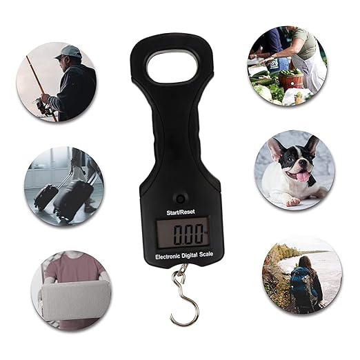 FOMIYES 30kg Portable Digital Luggage Scale Handheld Multifunction Weighing Scale for Travel Fishing and Home Use LCD Display and Hook