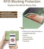 RFID Leather Passport Holder for Travel Women – Slim Passport Wallet with 1 Passport Slot & 3 Card Slots, Zippered Coin Pocket & SIM Slot – Travel Passport Cover Case (Light Green)