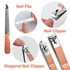 QURIPE 7pcs Manicure Set, Nail Clippers Kit, Stainless Steel Manicure Kit, Nail Clipping Tools Portable Travel Grooming Kit, The Best Gift with Luxurious Case(Rose Gold)