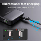 JUOVI Power Bank Fast Charging 10000mAh 35W Portable Charger Small Battery Pack with PD 3.0 & QC 4.0 Type-C USB-A Input Output Lightweight Phone Charger Compatible for iPhone Samsung iPad
