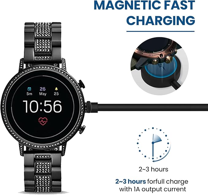 Compatible with Citizen CZ Smart Watch Charger, 3.3ft Rapid Charging Cable Magnetic Charger Dock for Citizen CZ Smartwatch (Black)