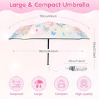 Kids Folding Umbrella Auto Open/Close Umbrellas for Rain Round Corner Safe Design UV Resistant Automatic Children Travel Umbrellas Reinforced Canopy 360° Reflective Strip Lightweight for Girls & Boys