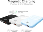 Magnetic Portable Charger,5000mAh Wireless Magnetic Power Bank,22.5W Fast Charging MagSafe Battery Pack for iPhone 16/15/14/13/12 Series,Ultra Slim Power Bank for Outdoor Travel(White)