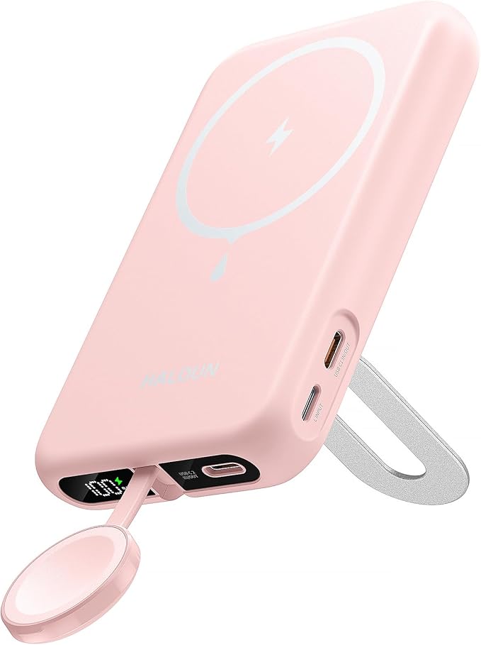 Magnetic Portable Charger for iPhone and Apple Watch, 10000mAh Wireless Power Bank PD 20W USB-C Fast Charging Battery Pack with Stand for iPhone Air/ 17/16/15/14/13/12 Pro Max、iWatch 11-1/SE/Ultra 3-1