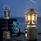 Camping Lantern Rechargeable, Telescopic 8000mAh Retro Waterproof Camping Light, Electric Lanterns for Power Outages, Vintage Hurricane Lamp for Tent Outdoor Patio RV Fishing