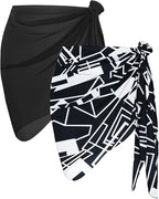 CHICGAL 2 Pieces Women Beach Sarong Bathing Suit Wrap Skirt Sheer Bikini Swimsuit Cover Ups for Swimwear