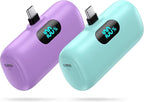 [2-Pack] Mini Portable Charger 5000mAh Power Bank,3A PD USB C Cell Phone Portable Power, LCD Display Battery Pack Compatible with iPhone 17/17 Air/16/16 pro/15/15 pro Max/Android/Samsung/Moto/LG etc