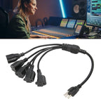 Extension Cord Splitter, 3 Prong 1 to 5 Outlet Splitter, 16AWG 18AWG 5 Way Outdoor Outlet Extender for Computer LED Stage Light