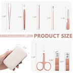 Geosar 50 Set 8 in 1 Travel Manicure Kit Bulk Professional Nail Clippers Pedicure Nail Care Tools Grooming Stainless Steel Set with Portable Travel Case, Gift for Valentine Men Women(Rose Gold)