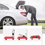 Hand Truck Folding Platform Truck Plastic Deck and Metal Handle Hand Cart with Wheels Foldable Push Trolley for Luggage Parcel Tools Moving Folding Cart