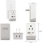 Ceptics Japan, Philippines Power Travel Plug Adapter, QC 3.0 & PD, Safe Dual USB & USB-C - 2 USA Socket Compact & Powerful - USA 3 Pin Polarized to 2 Prong Unpolarized - Type A - AP-6 Fast Charging