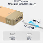 JUOVI J2651 Portable Charger, 35W 20000mAh USB C in & Out Power Bank, Battery Pack with QC4.0+PD3.0 35W High-Speed Charging for Bluetooth Earbud, Mobile Phone, Tablet (Orange)