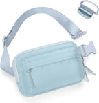 Fanny Packs for Women Men,Belt Bag,Water-resistant Crossbody Bag with 4 Zipper Pockets,Fashion Waist Packs with Adjustable Strap for Workout/Running/Yoga/Shopping/Hiking,Blue Grey