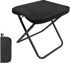 Portable Folding Camping Stool - 1.4Lbs Ultra Lightweight, 220Lbs Heavy Duty, Reinforced Steel Frame, Quick Deploy for Hiking Fishing Camping & Outdoor Events (Black)
